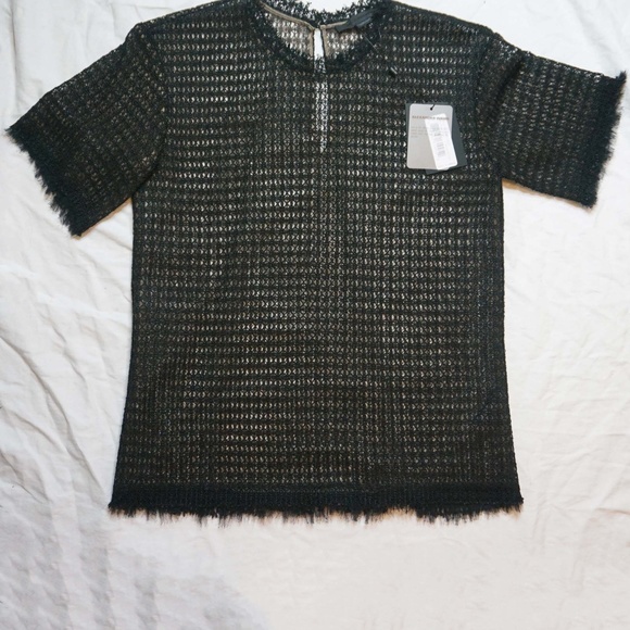 Alexander Wang | Lace T-shirt w.  Raw Edges Black - Picture 2 of 8